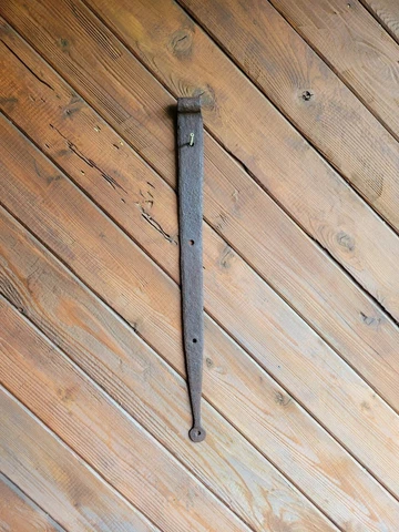 19c Antique Hand Wrought Forged Iron Barn Door Strap Hinges 26" Cover