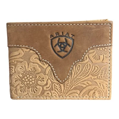 Cartera occidental plegable de cuero en relieve floral Ariat para hombre - A3555702 Foto 1 de 3