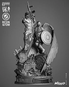 Falcon & Nick Fury Resin Sculpture Statue Model Kit Unpainted/Unassembled - Picture 1 of 10