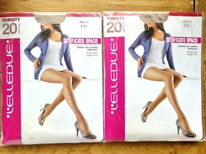2x Pairs Italian 20 Denier Nude Tan Quality Pantyhose Tights XL FREE POST - Picture 1 of 3
