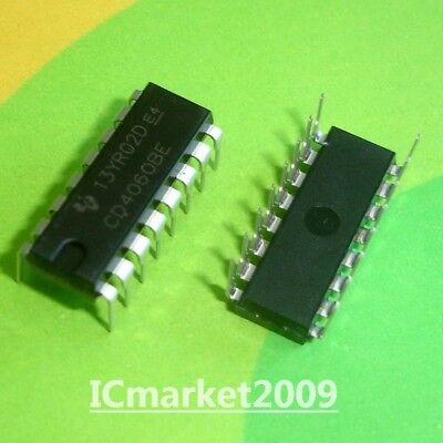 100 PCS CD4060BE DIP-16 CD4060 CMOS 14-Stage Ripple-Carry Binary Counter/Divider • 13.06£