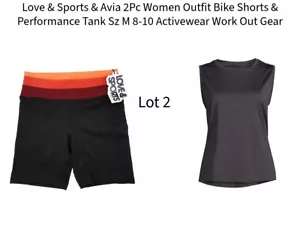 Love & Sports & Avia 2Pc Women Outfit Bike Shorts & Performance Tank Sz M 8-10 - Picture 1 of 9