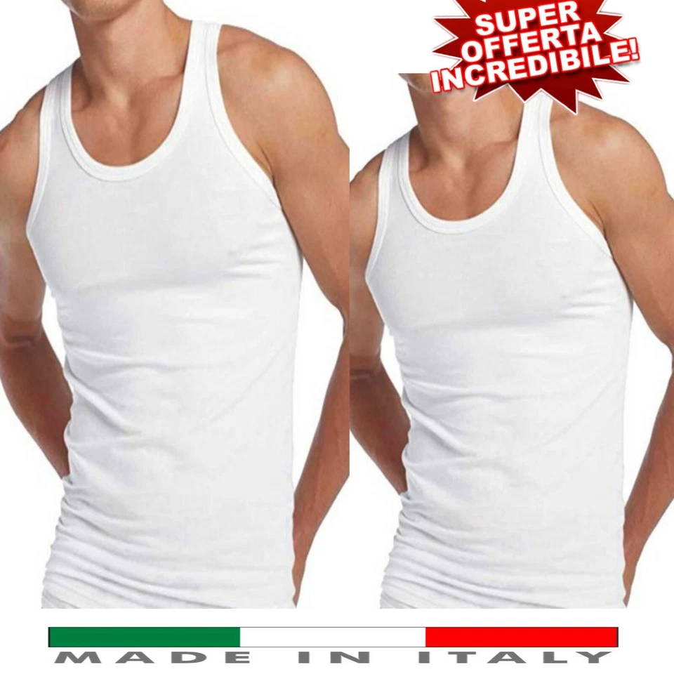 RICHBELL 3 Canottiera Canotta Uomo 100% LANA E COTONE Maglia Intima S M L XL XXL XXXL