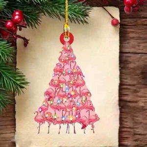 Süßer Weihnachts Flamingo Baum Acryl hängende Ornament - Bild 1 von 2