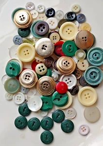 3 oz Mixed Vintage Original Buttons Girl Scout x 8 MOP Plastic Metal - Picture 1 of 3
