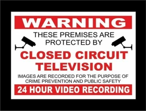 CCTV IN OPERATION 24 HOUR VIDEO RECORDING Printed Metal Sign Camera Home Retail - Picture 1 of 5