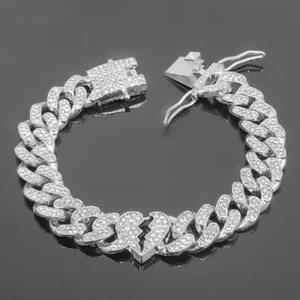 10 CT Round Lab Created Diamond Cuban Link Men Bracelet 14K Rose Gold Plated 8" - Picture 1 of 2