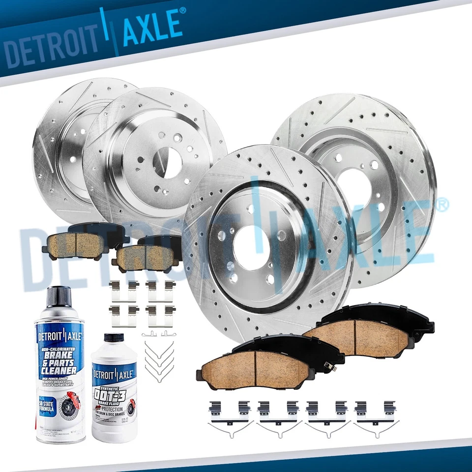 Pastillas de freno de cerámica con rotores perforados delanteros traseros de 10 piezas para Acura MDX 2014 2015 2016 Foto 1 de 4