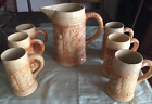 Hull Art Pottery Early 1900s Alps Beer Pitcher 6 Mugs Excellent Condition