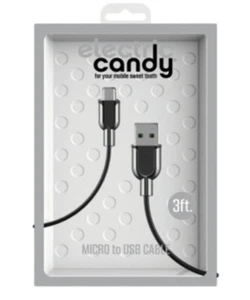 Cable de carga micro-USB eléctrico Candy 3 pies negro - Imagen 1 de 3