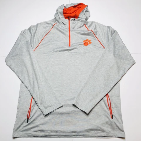 Clemson Tigers Colosseum Athletics Gray Orange 1/4 Zip Jacket Men's Size L Cover