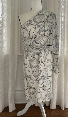 Vestido de fiesta de cóctel acanalado de un hombro floral crema seda ALI RO, talla 4 Foto 1 de 3