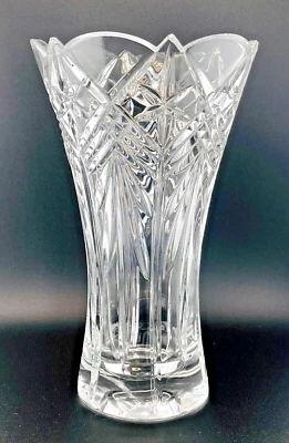 Crystal Vase Large Heavy Christopher Stuart Starstruck Flared Flower 10” Mint - Image 1 of 4