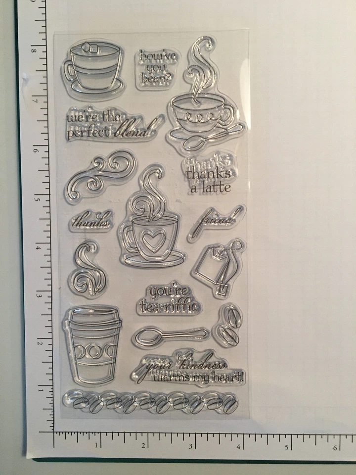 Juego de sellos de café y té Latte Love - transparente - Fiskars - usado Foto 1 de 1