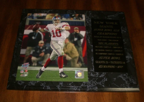 2008 NEW YORK GIANTS SUPER BOWL XLII CHAMPIONS MVP ELI MANNING PHOTO PLAQUE Cover