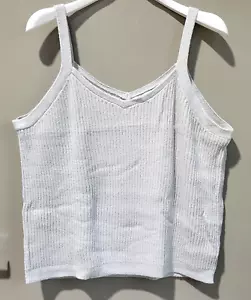Ava & Viv Women's Size X 14W Light Gray V-Neck Soft Rib Knit Sweater Tank Top - Picture 1 of 6