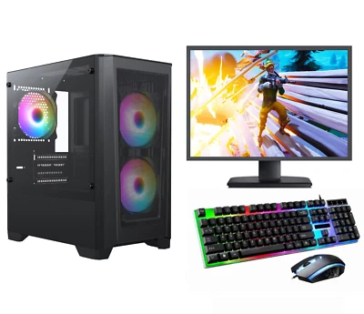 Fast Gaming PC Computer SET Monitor Quad Core i5 8GB 1TB Win 10 2GB GT710 - Image 1 of 4