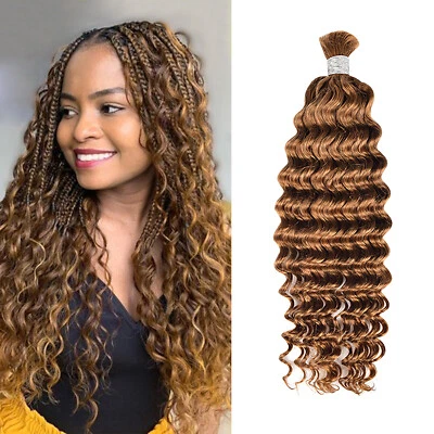 Deep Wave Human Hair for Braiding 24" Human Hair Bulk Braid Extensions Twists - Image 1 of 4