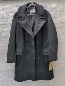 Nuevo chaquetón negro Schott NYC de lana hasta la rodilla para hombre talla XL - Imagen 1 de 6