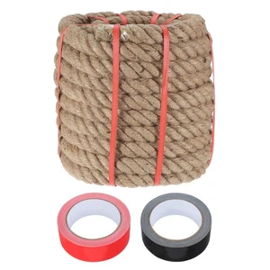 1.3 Inch x 59ft Heavy Thick Natural Jute Rope Twine Rope with 2 Roll Tapes - Imagen 1 de 6