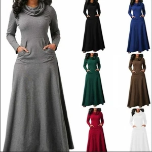 Solid color splicing long dress - Picture 1 of 32