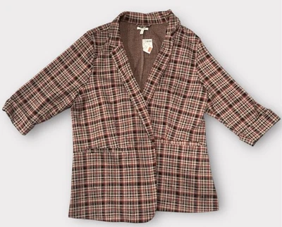 Женский блейзер Maurices размер 1X без пуговиц куртка в клетку с открытыми передними рукавами 3/4 - Изображение 1 из 4