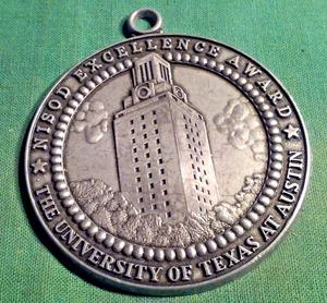 The University Of Texas At Austin Large NISOD Excellence Award Medal Silver-Tone - Picture 1 of 3