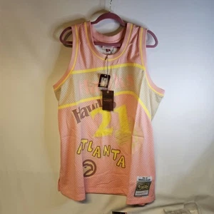 Atlanta Hawks Dominique Wilkins Mitchell & Ness Sidewalk Sketch Jersey Pink 2XL - Picture 1 of 7