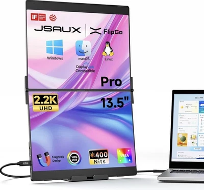 JSAUX FlipGo Pro 13.5" Dual Portable Monitors, 2.2K Triple Laptop Screen - Image 1 of 4