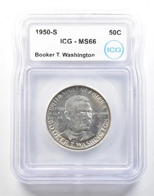 1950-S Booker T Washington Commemorative Half Dollar MS66 ICG *0164 - Image 1 of 3