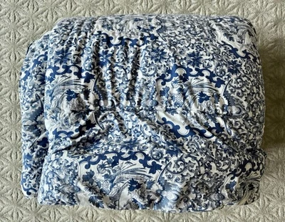 Ralph Lauren Tamarind Blue Porcelain Reversible Comforter F/Q Chinoiserie Bird - Image 1 of 4