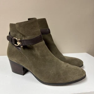 Women’s Coach Patricia Suede Booties, Sz 8 Brown/Olive Suede - Picture 1 of 15