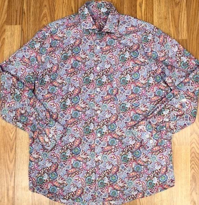 ALAN FLUSSER REGULAR FIT 100% COTTON SHIRT WHITE PAISLEY Sz MEDIUM, M - Picture 1 of 4