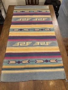 "Alfombra de lana tejida textil nativa americana vintage manta suroeste 64x32""" - Imagen 1 de 13