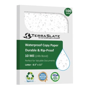 TerraSlate Premium Rain/Weather/Waterproof Paper, 10 MIL 8.5 x 11 Inches, Bri... - Picture 1 of 9
