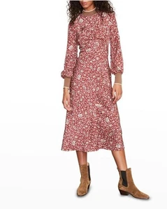 Abito donna Veronica Barba Reema TG 6 seta vite floreale midi mirtillo nuovo con etichette - Foto 1 di 12