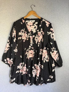 Rose & Olive Anthropologie Blouse Womens 2X Floral Pleated Boho Cottagecore - Picture 1 of 10
