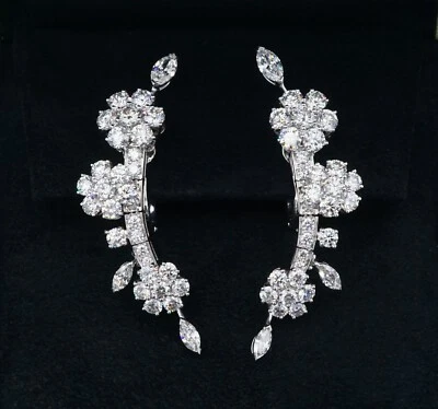 Pendientes Van Cleef Arpels Folie de Pres Flor Diamante 18k 2" con Caja EG2593 Foto 1 de 4