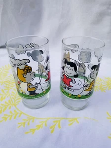 Vintage 2 Peanuts Gang Wasserbecher Bargeschirr Barglas Snoopy Lucy Linus Sally - Bild 1 von 5