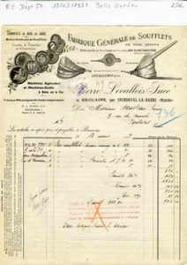 Dépt 50 Brouains par Sourdeval la Barre- Belle Entête Fabrique de Soufflets 1937 - Picture 1 of 1