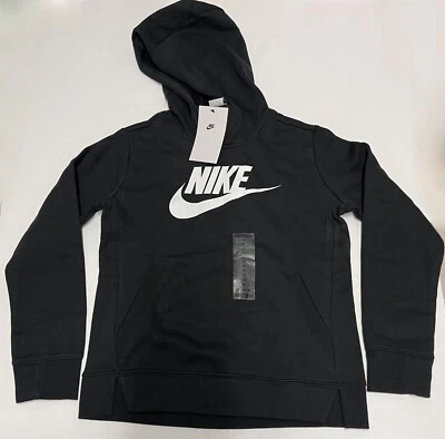 NIKE SPORTSWEAR NIÑAS Pullover Sudadera con Capucha Negro/Blanco Mediano BV 2717 010 MEDIANO Foto 1 de 4