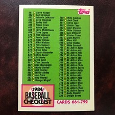 1984 Topps TIFFANY Set BASEBALL CHECKLIST 661-792 #781 ** MINT ** HIGH GRADE **