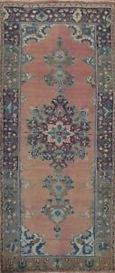 Muted Vintage Ardebil Runner 4'x10' Rug Hand-knotted Wool Carpet