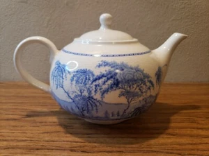 Pottery Barn Blue & White Sophia Willow Teapot Coffee Pot - Picture 1 of 8