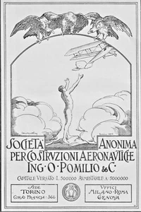 PUBBL. 1917 AIRCRAFT CONSTRUCTION ENG. O. POMILIO TORINO AIRPLANES FLIGHT SANTINI - Picture 1 of 1