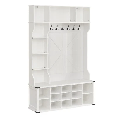 Garderobenständer mit Schuhbank, Garderobe, Schuhaufbewahrung, HSRDE440W03 - Bild 1 von 4