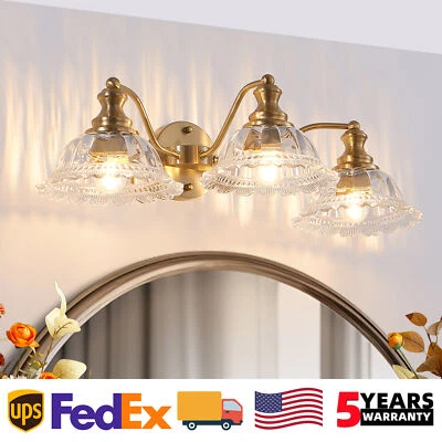 24'' Vanity 3 Light Elegant Gold for Vintage Bathroom Mirror Wall Lamp Fixture - Image 1 of 4