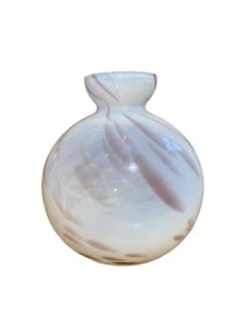 KUNSTGLAS Vase Knospe kleine handgeblasene Vase lila weiß Wirbel - Bild 1 von 8