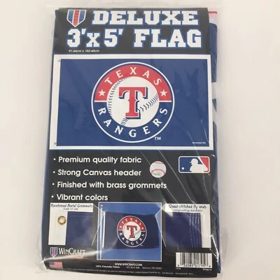 Texas Rangers 3x5 ft Deluxe Flag MLB New Man Cave Tailgate Garage - Image 1 of 4