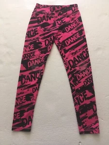 Girls Justice Pink Black Dance Leggings 10 - Picture 1 of 6
